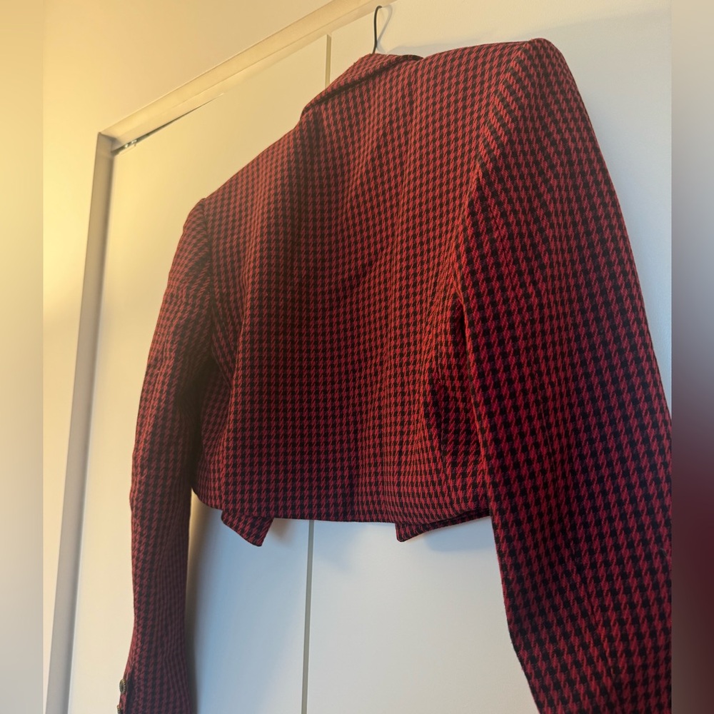 Houndstooth cropped double breasted blazer - Picture 2 of 3